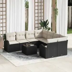 Must modulaarne aiamööbli komplekt polürotangist, nurgadiivan ja laud 234 x 234 x 85 cm
