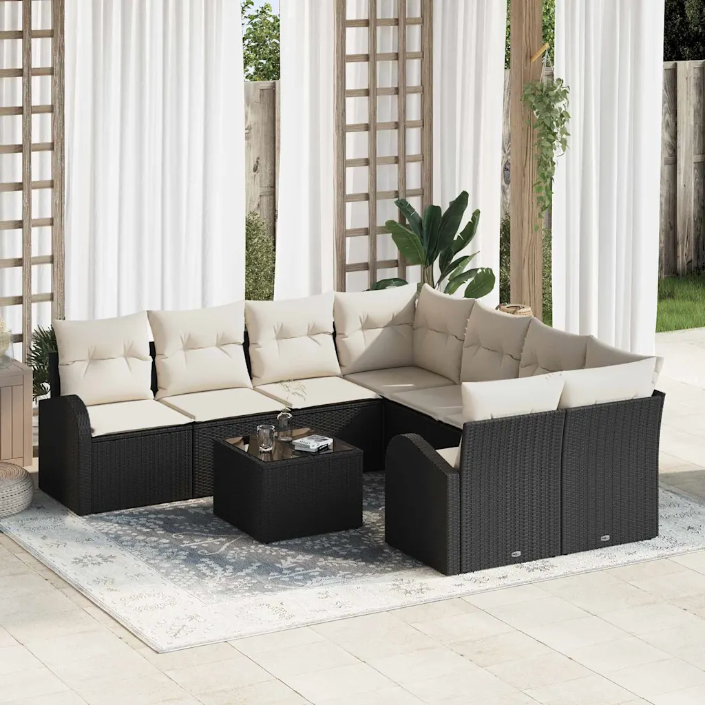 Must modulaarne aiamööbli komplekt polürotangist, nurgadiivan ja laud 234 x 234 x 85 cm