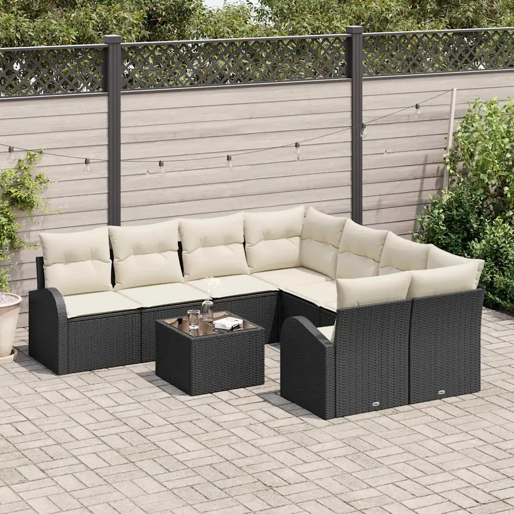 Must modulaarne aiamööbli komplekt polürotangist, nurgadiivan ja laud 234 x 234 x 85 cm