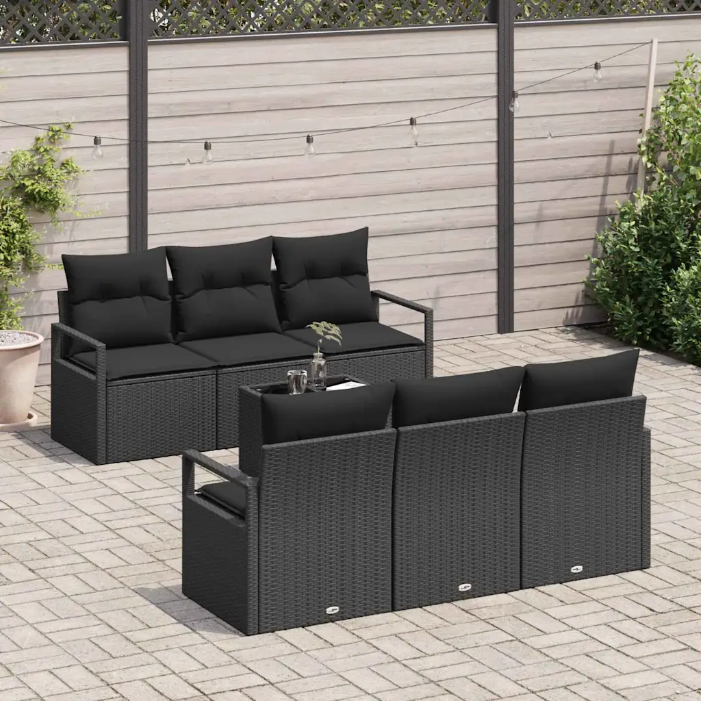 Must modulaarne aiadiivanikomplekt patjadega, polürotang, 7-osaline