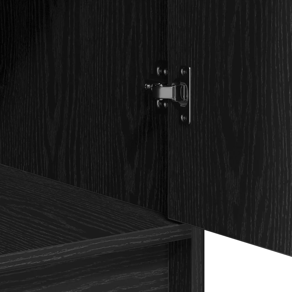 Must tualettlaud LED-peegli ja kõrvalkapiga, tehispuit, USB, 78,5 x 41 x 135 cm