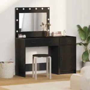 Must tualettlaud LED-peeglivalgustusega, 3 sahtlit ja kapiga, 2 tk, tehispuit, 78,5 x 41 x 75 cm