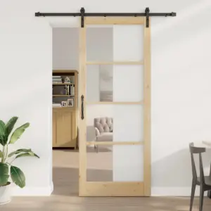 ORKDAL liuguks männipuidust ja klaasist, looduslik/must, 93 x 232 cm