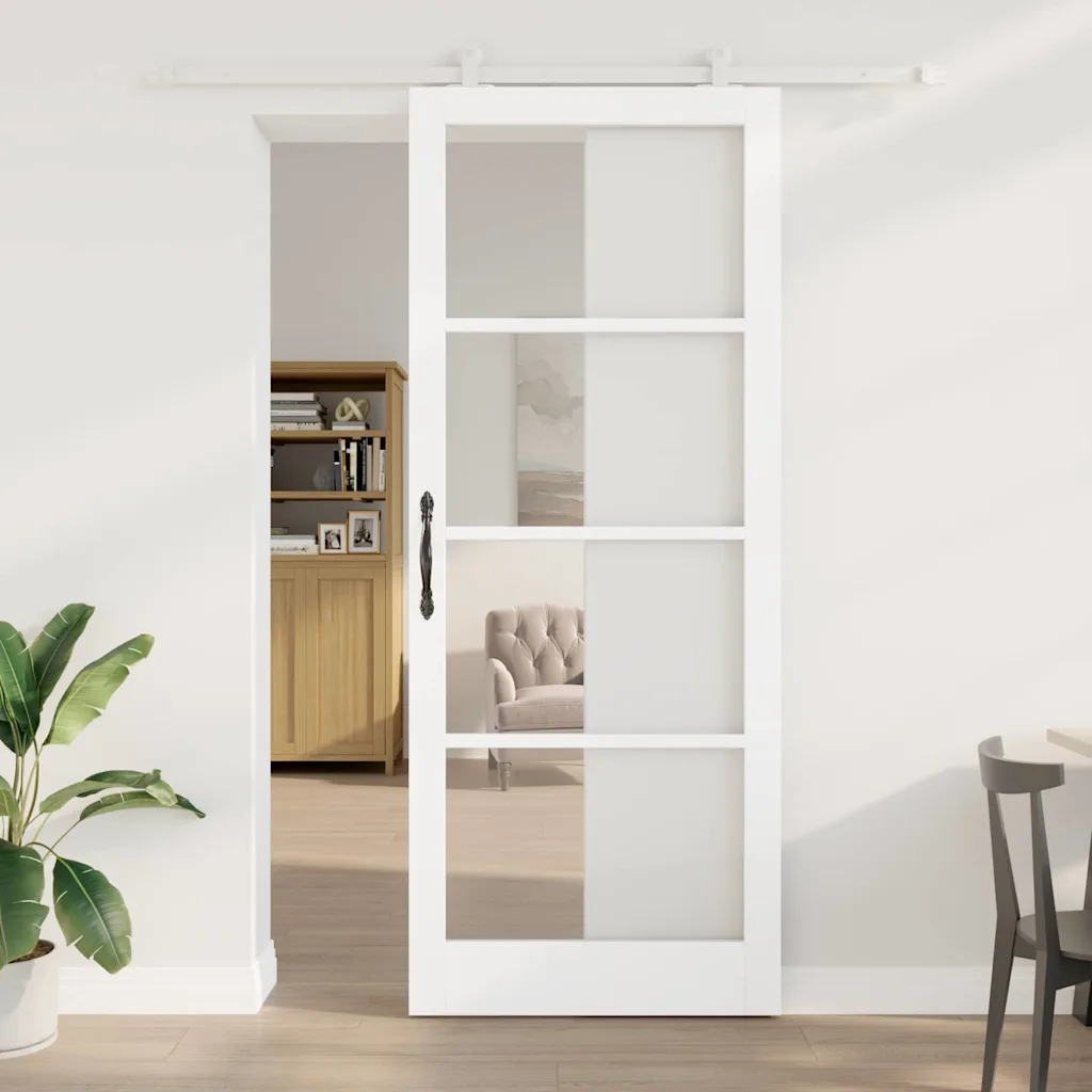 Valge männipuidust liuguks Orkdal karastatud klaasiga, 93 x 232 cm