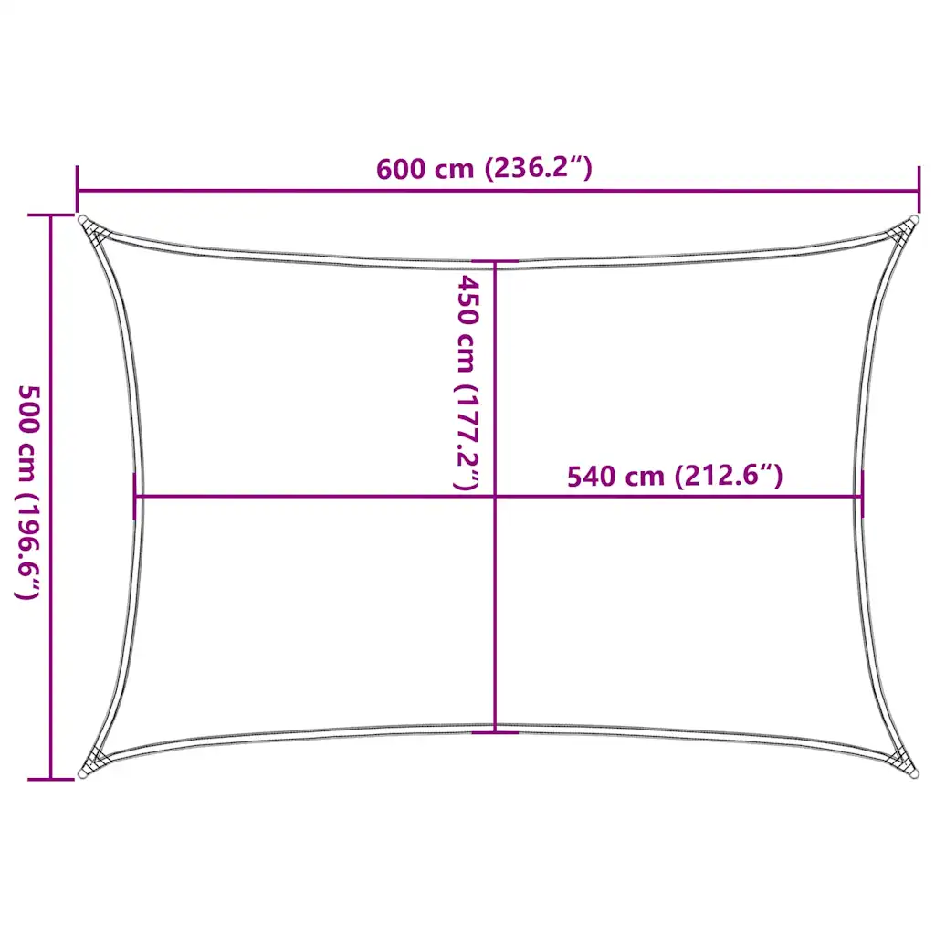 Ristkülikukujuline pruun HDPE päikesepuri, 5 x 6 m, 160 g/m²
