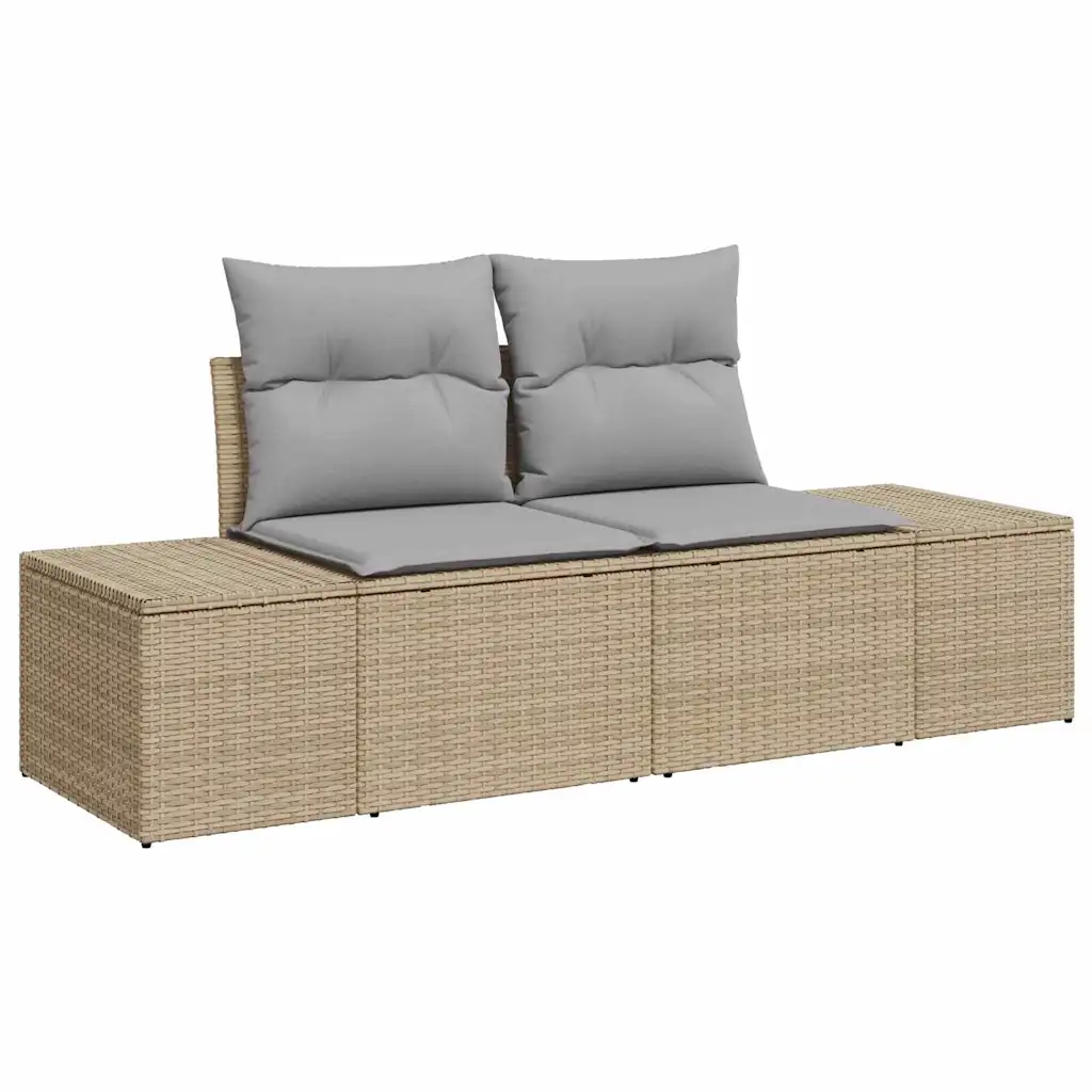 8-osaline polürotangist modulaarne aia diivanikomplekt patjadega, beež