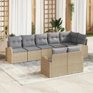 Modulaarne polürotangist aiadiivanikomplekt, 8-osaline, beež