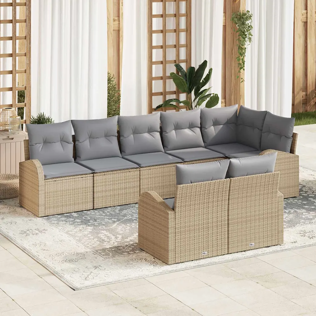 Modulaarne polürotangist aiadiivanikomplekt, 8-osaline, beež