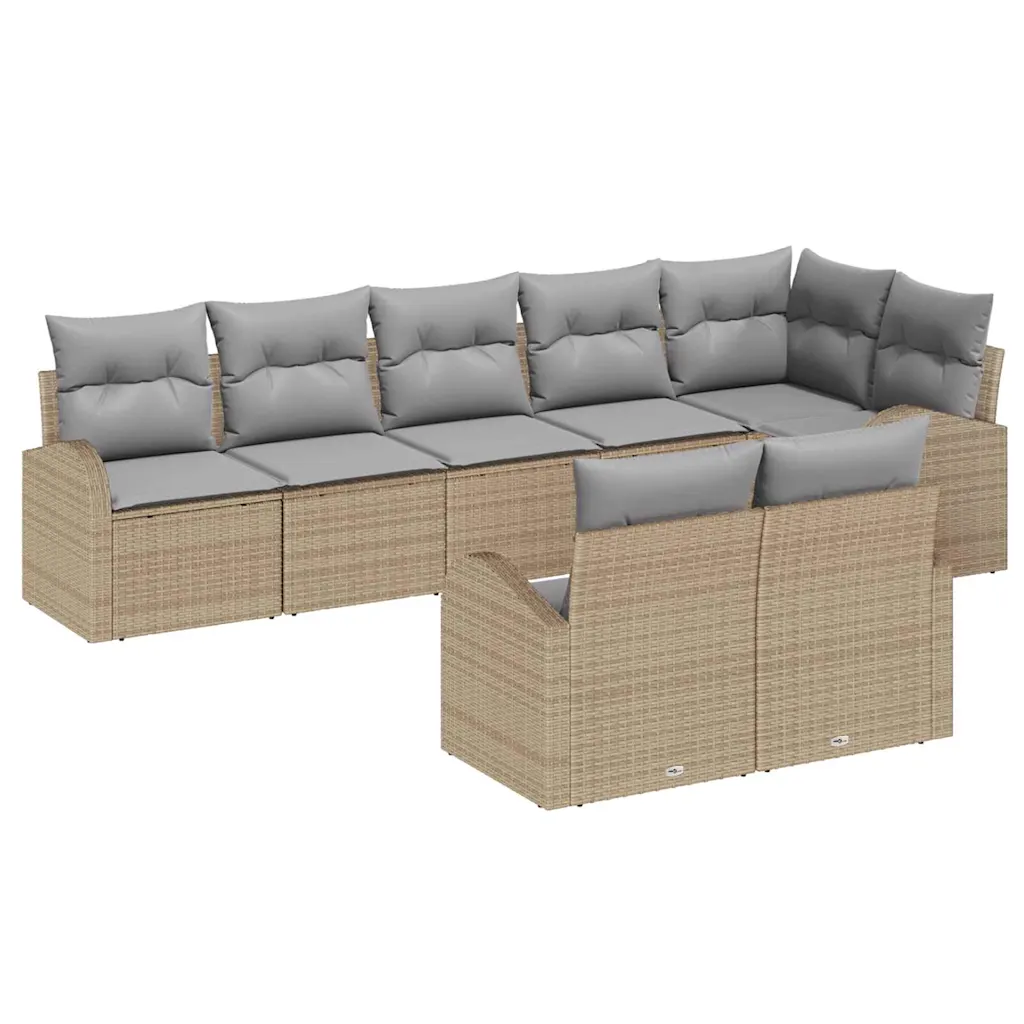 Modulaarne polürotangist aiadiivanikomplekt, 8-osaline, beež