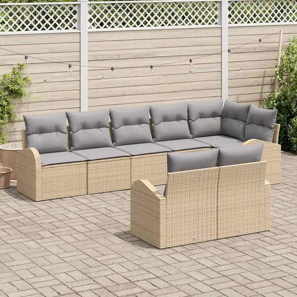 Modulaarne polürotangist aiadiivanikomplekt, 8-osaline, beež