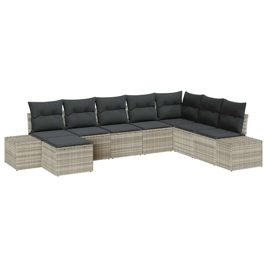 Modulaarne polürotangist aiamööbli komplekt patjadega, 8-osaline, helehall