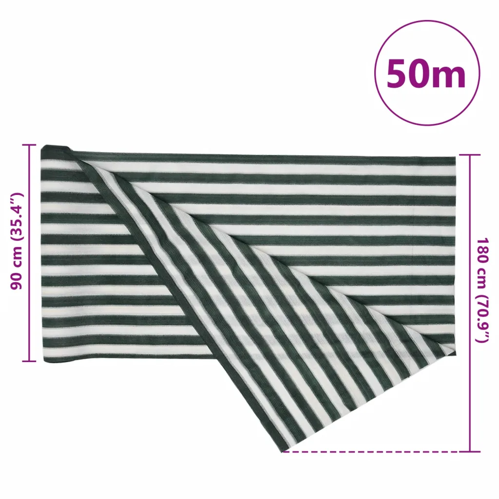 HDPE privaatsusvõrk rõdule ja aeda, roheline-valge, 1,8 x 50 m, 75 g/m²