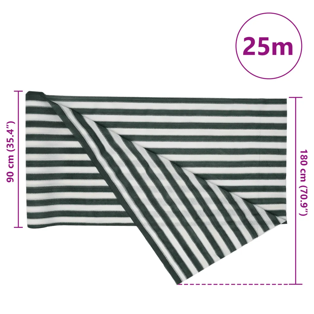 Privaatsusvõrk rõdule ja aeda, roheline/valge HDPE, 1,8 x 25 m, 195 g/m²