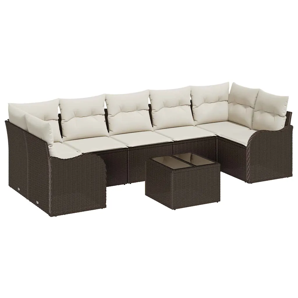 Modulaarne pruun aiamööbli nurgadiivanikomplekt polürotangist, laud 55 x 55 x 37 cm