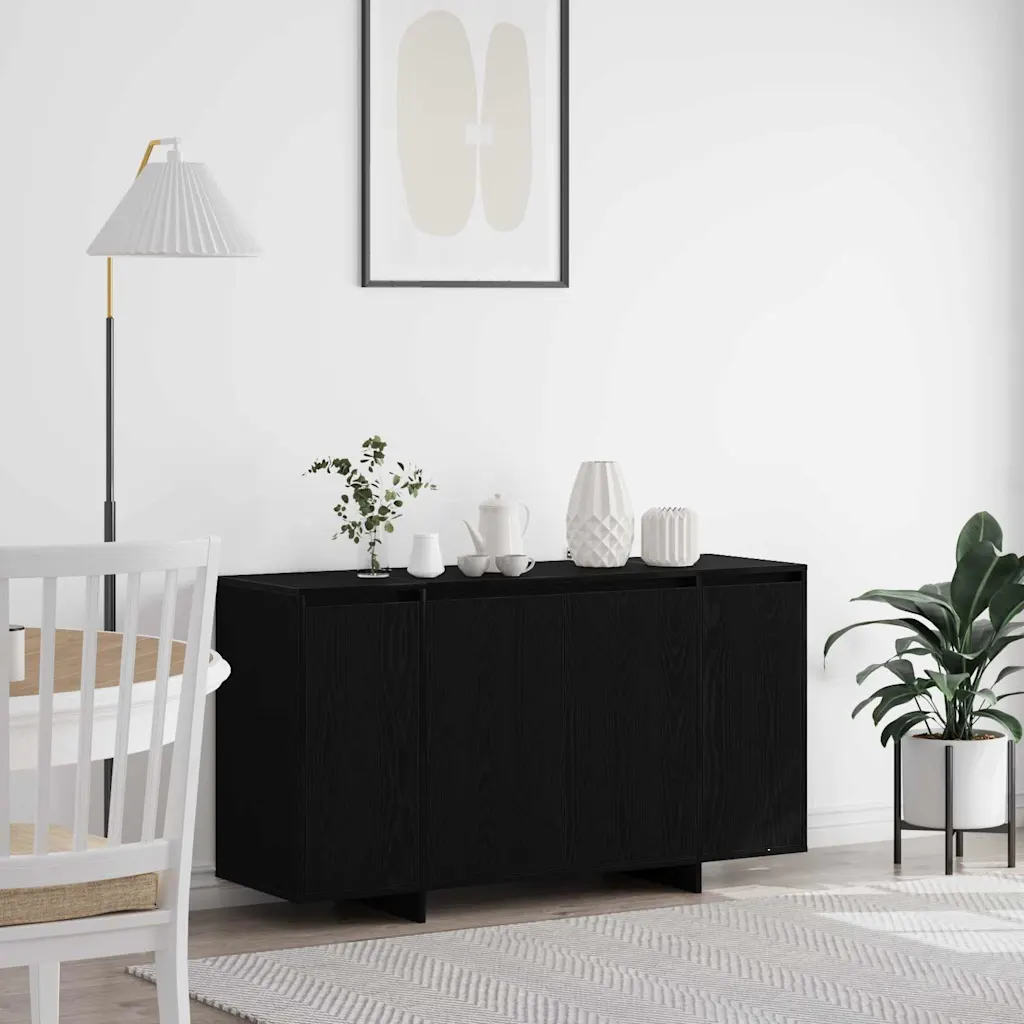 Puhvetkapp 4 uksega, must tamm, tehispuit, 135 x 41 x 75 cm