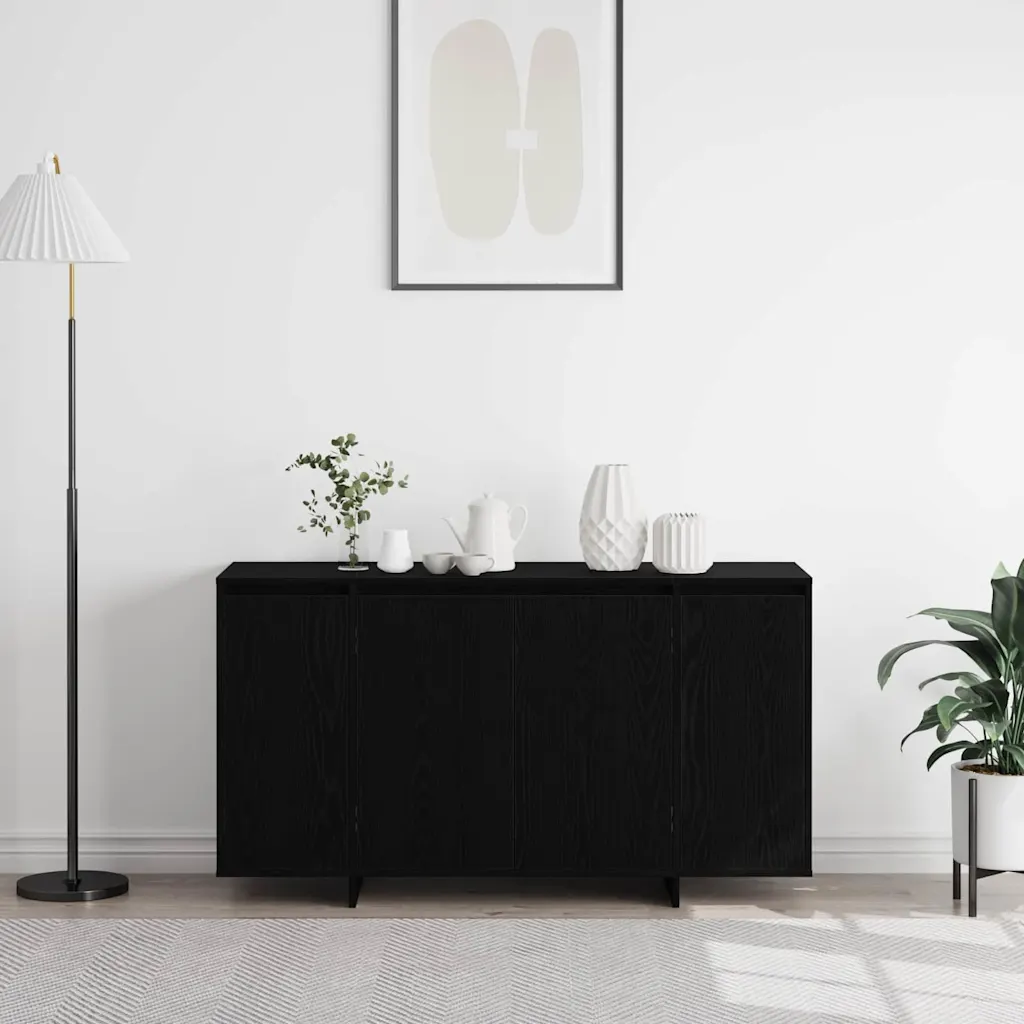 Puhvetkapp 4 uksega, must tamm, tehispuit, 135 x 41 x 75 cm