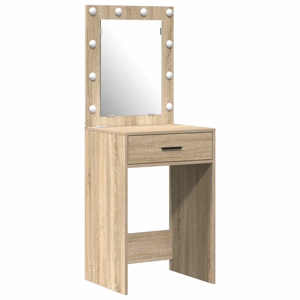 3-osaline riietuslauakomplekt LED-peegliga, sonoma tamm, tehispuit
