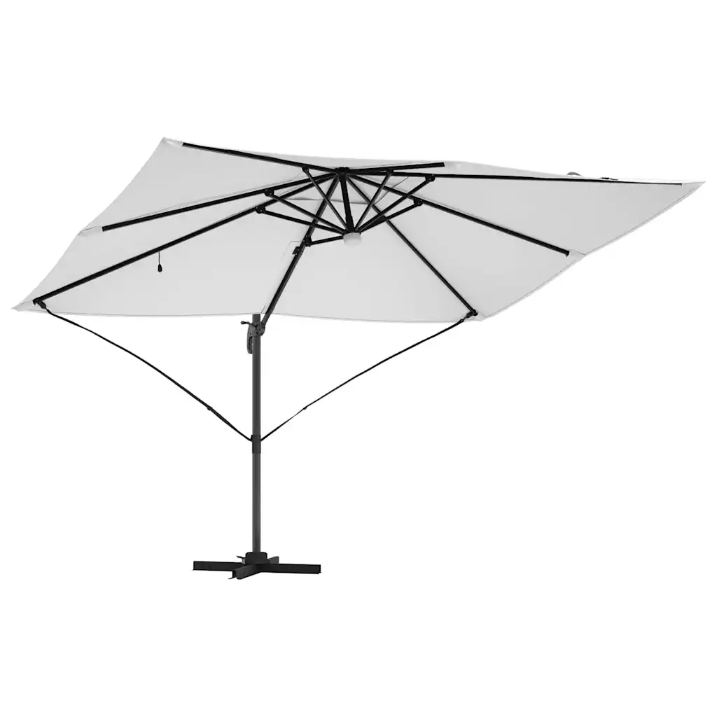 Ripphoidikuga päikesevari LED-ribatuledega, liivakarva, 351 x 250 x 253 cm