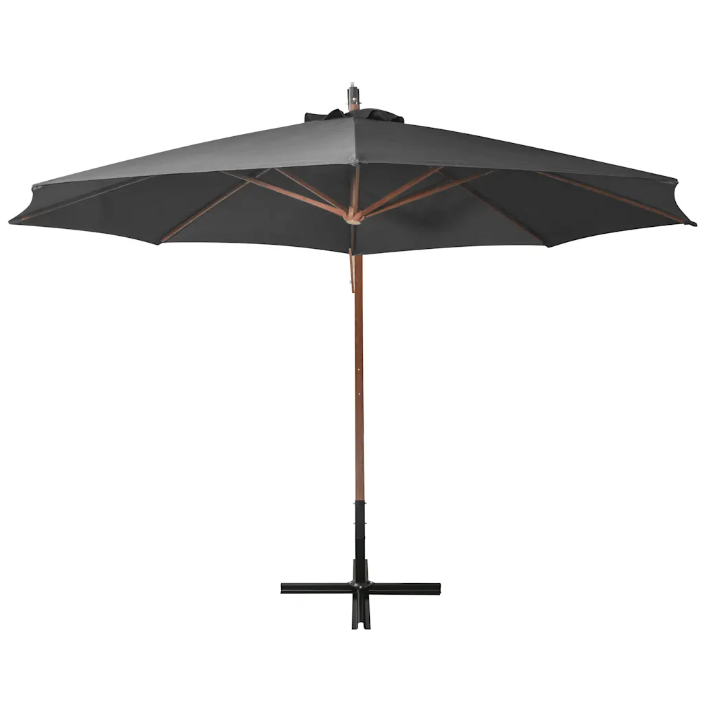 Rippuv aia päikesevari nulupuidust postiga, antratsiithall, Ø 350 cm