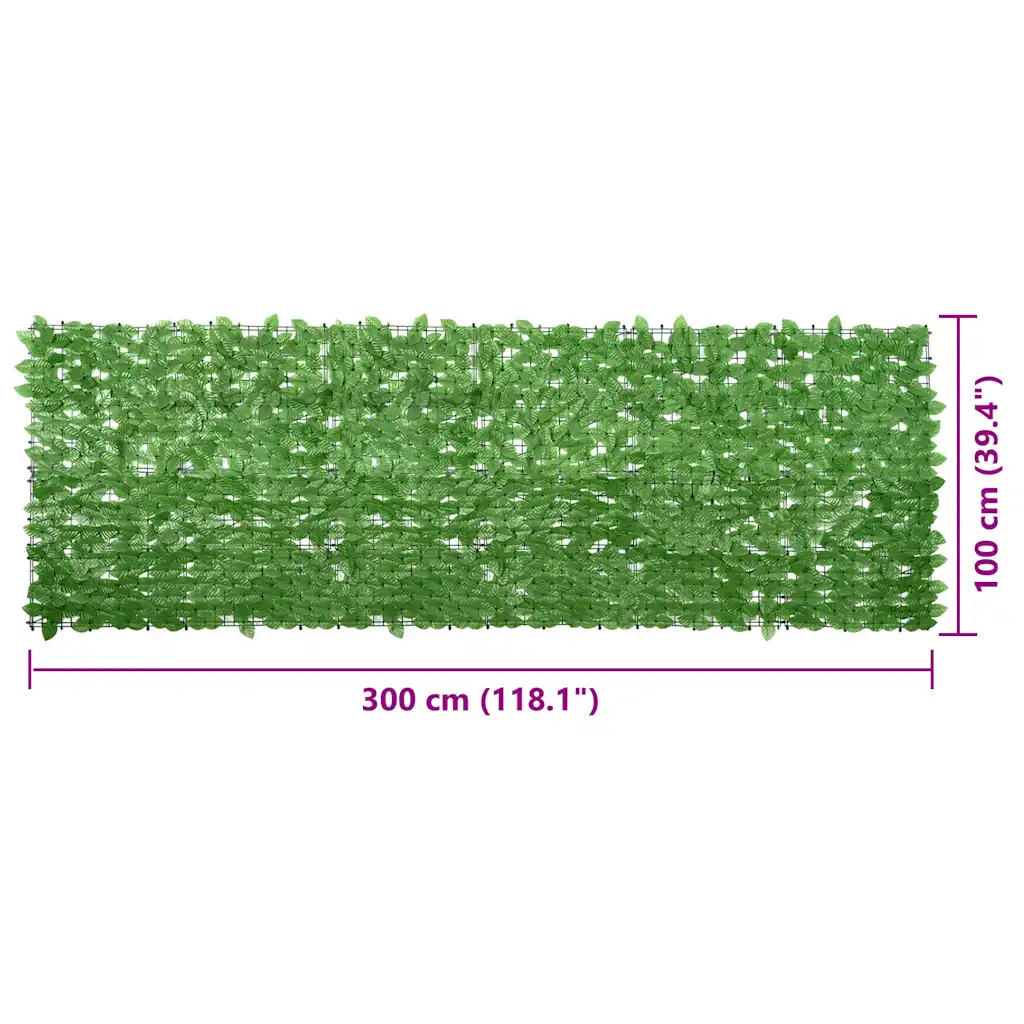 Rõdusirm roheliste lehtedega, polüetüleenist, 300 x 100 cm