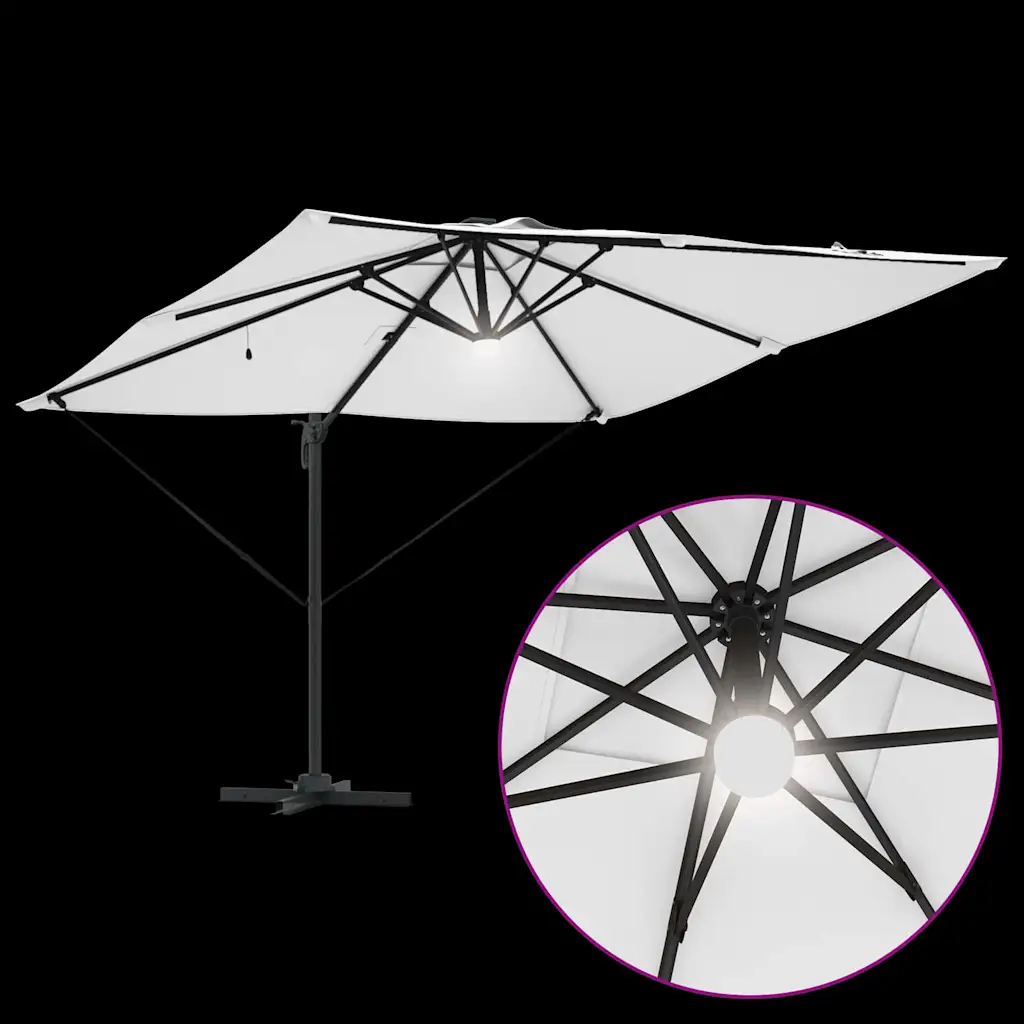 Roma päikesevari LED-valgustusega, beež, ristkülik, 286 x 284 x 270 cm, alumiinium ja polüester