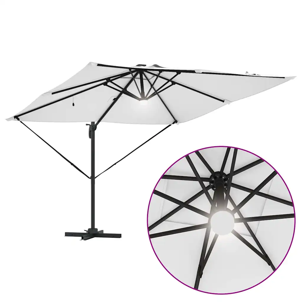 Roma päikesevari LED-valgustusega, beež, ristkülik, 286 x 284 x 270 cm, alumiinium ja polüester