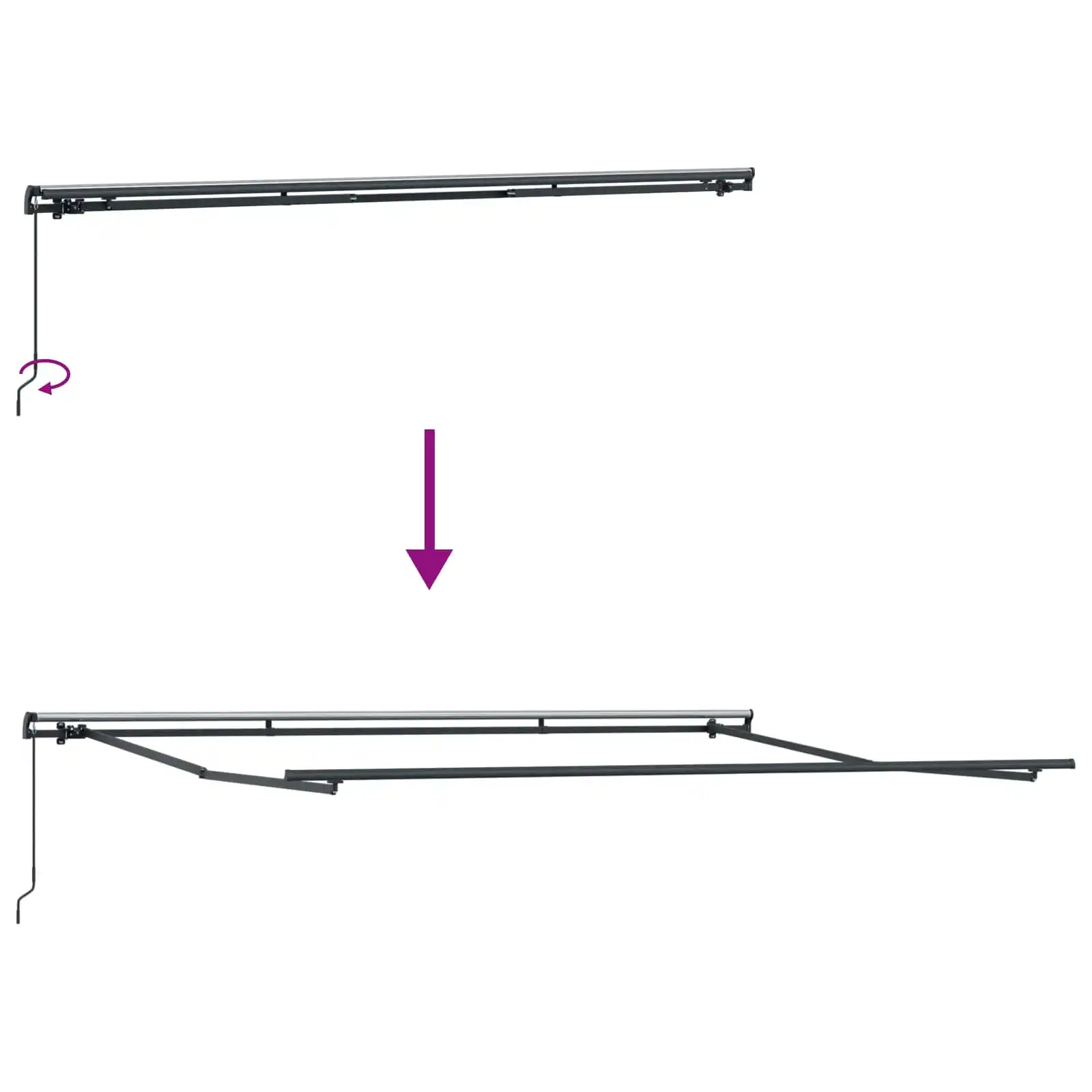 Seinamarkiis käsitsi juhitav, roheline-valge, polüester ja alumiinium, 450 x 350 cm