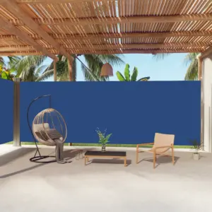 Lahtitõmmatav kahepoolne terrassi privaatsussein, sinine, 220 x kuni 1000 cm