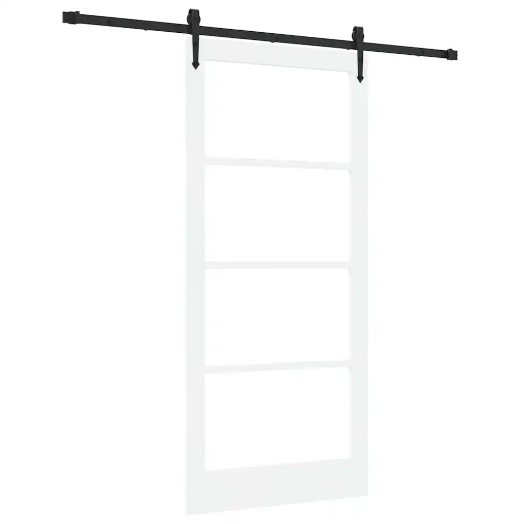 Sise-liuguks klaaspaneelidega, valge/must, männipuit ja klaas, 93 x 202 cm