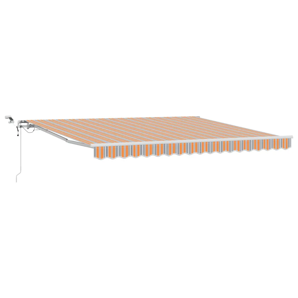 Sissetõmmatav markiiskatus terrassile kaugjuhtimise ja LED-valgustusega, mitmevärviline polüester, 400 x 350 cm