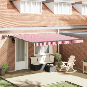 Sissetõmmatav terrassi varikatus LED-valgustusega, punane-valge, 400 x 350 cm