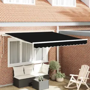 Sissetõmmatav terrassimarkiis kaugjuhtimisega, must, 350 x 250 cm, päikesekindel kangas ja alumiiniumraam