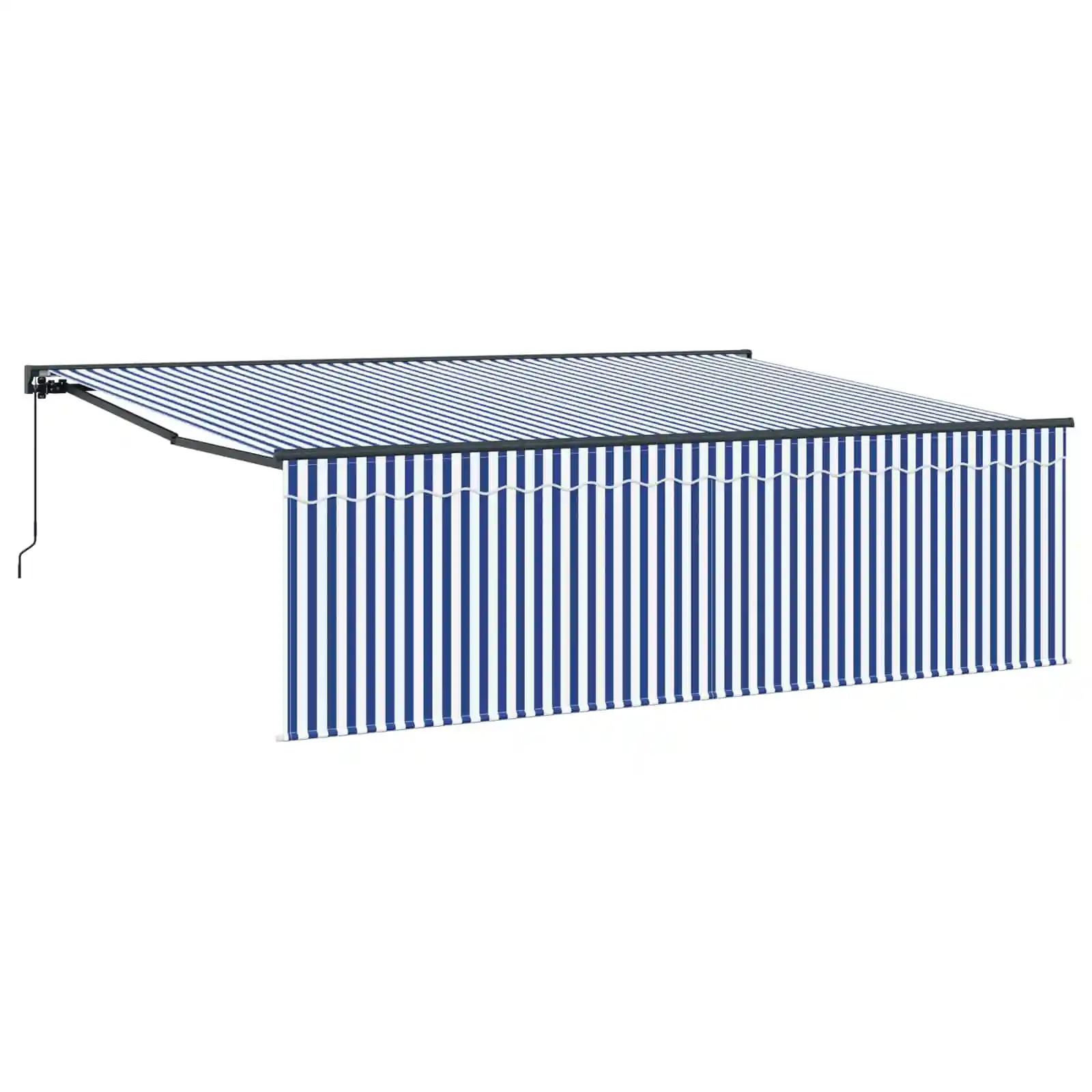 Sissetõmmatav terrassimarkiis reguleeritava rulookangaga, sinine-valge, 400 x 300 cm