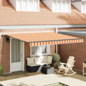 Sissetõmmatav terrassimarkiis kollane ja oranž, 400 x 350 cm, kaugjuhtimisega