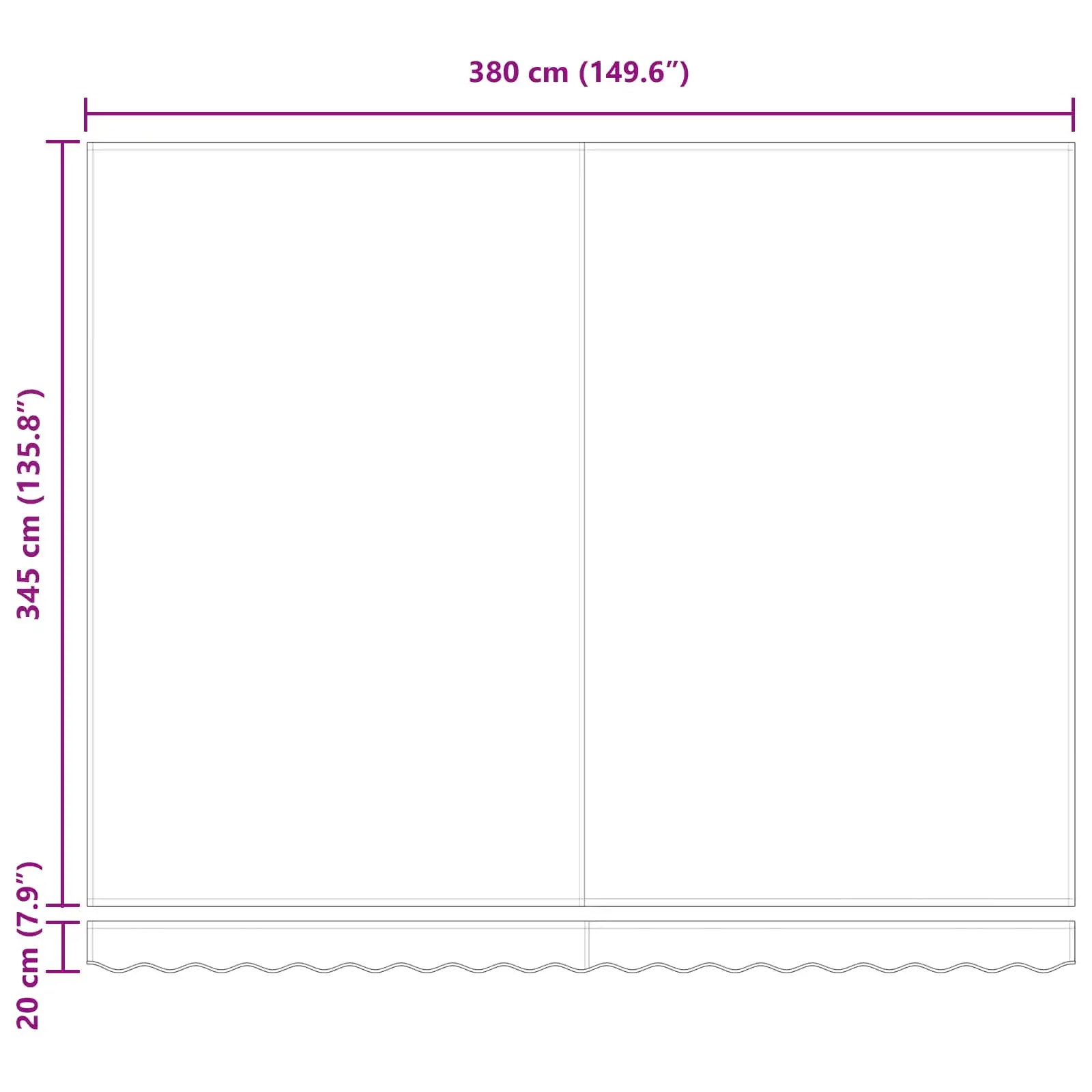 Sissetõmmatav terrassimarkiis kaugjuhtimisega, valge, 400 x 350 cm, kangas ja alumiinium