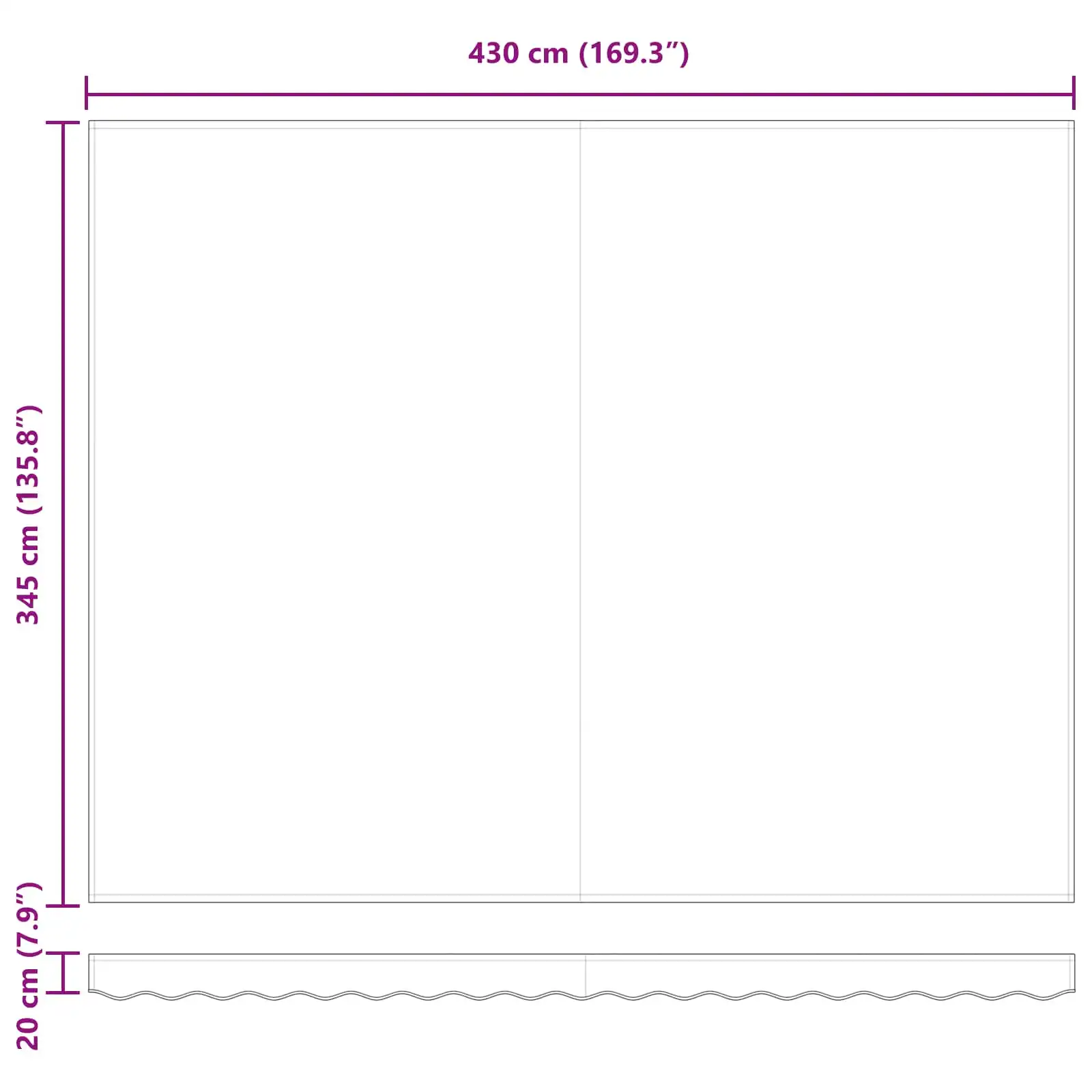 Sissetõmmatav terrassimarkiis kaugjuhtimisega, valge, 450 x 350 cm, kangas ja alumiinium