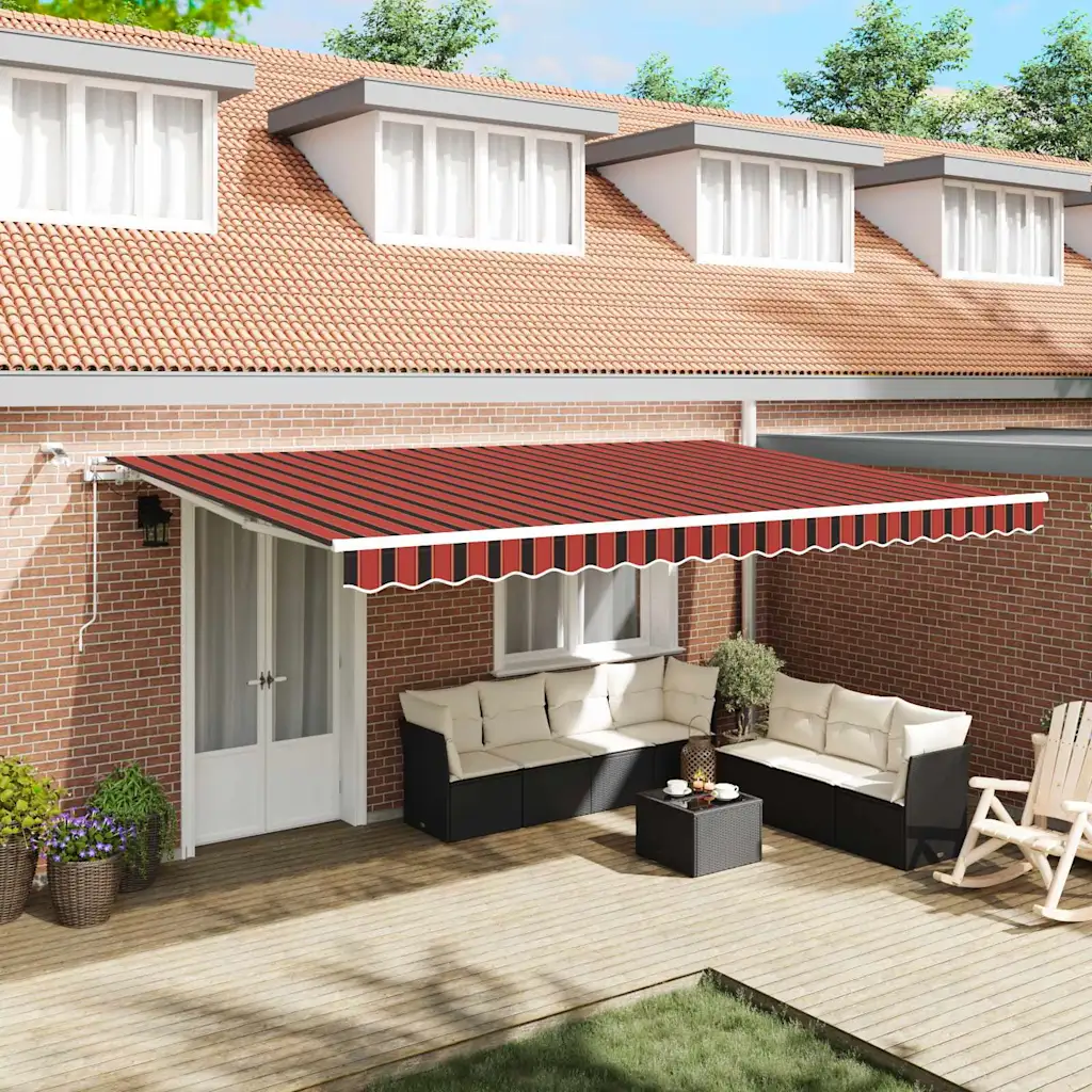 Sissetõmmatav terrassimarkiis LED-valgustuse ja anduritega, oranž-pruun, 500 x 300 cm, polüester