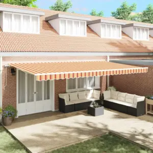 Sissetõmmatav terrassimarkiis, kollane-oranž, 600 x 300 cm, kaugjuhtimisega