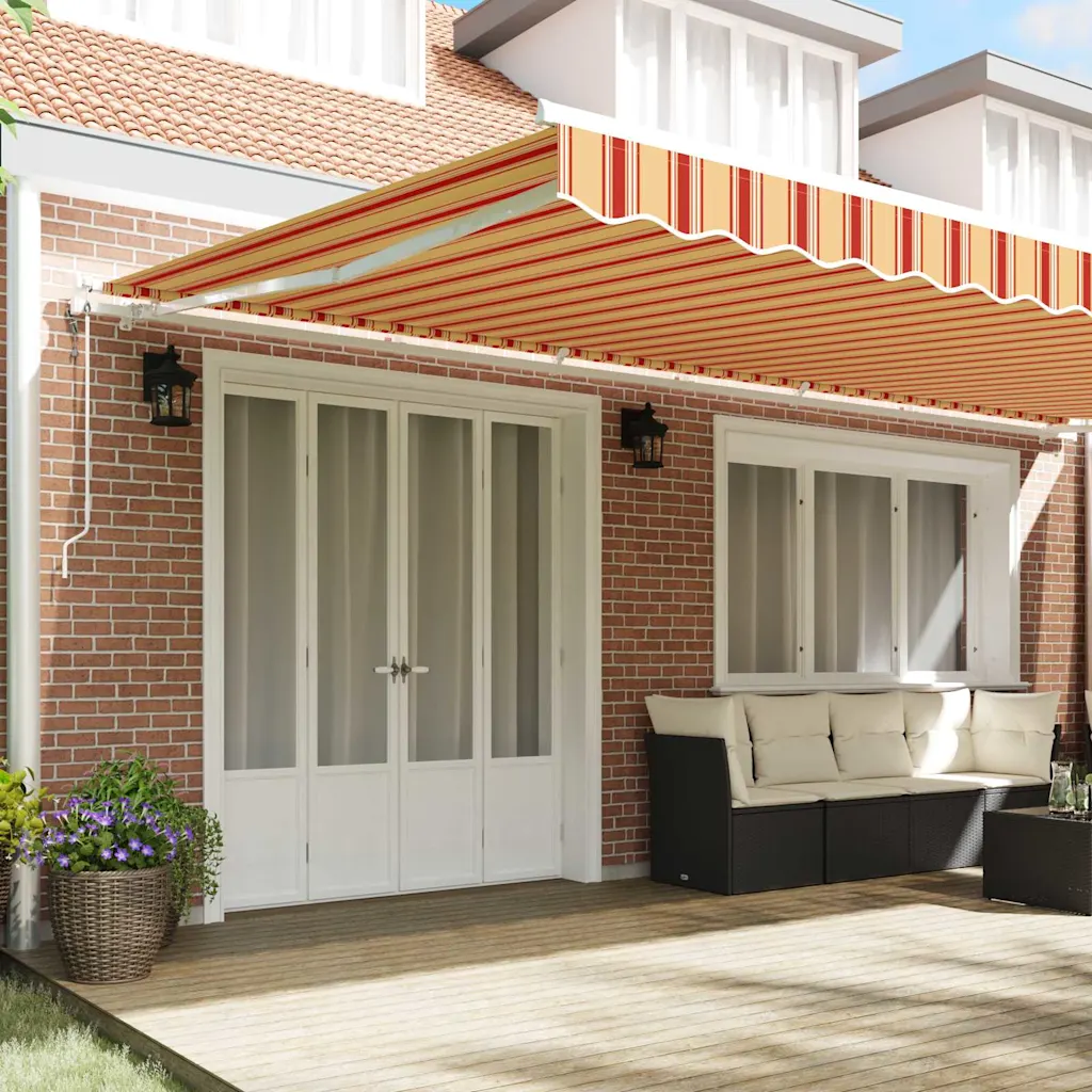 Sissetõmmatav terrassimarkiis, kollane-oranž, 600 x 300 cm, kaugjuhtimisega