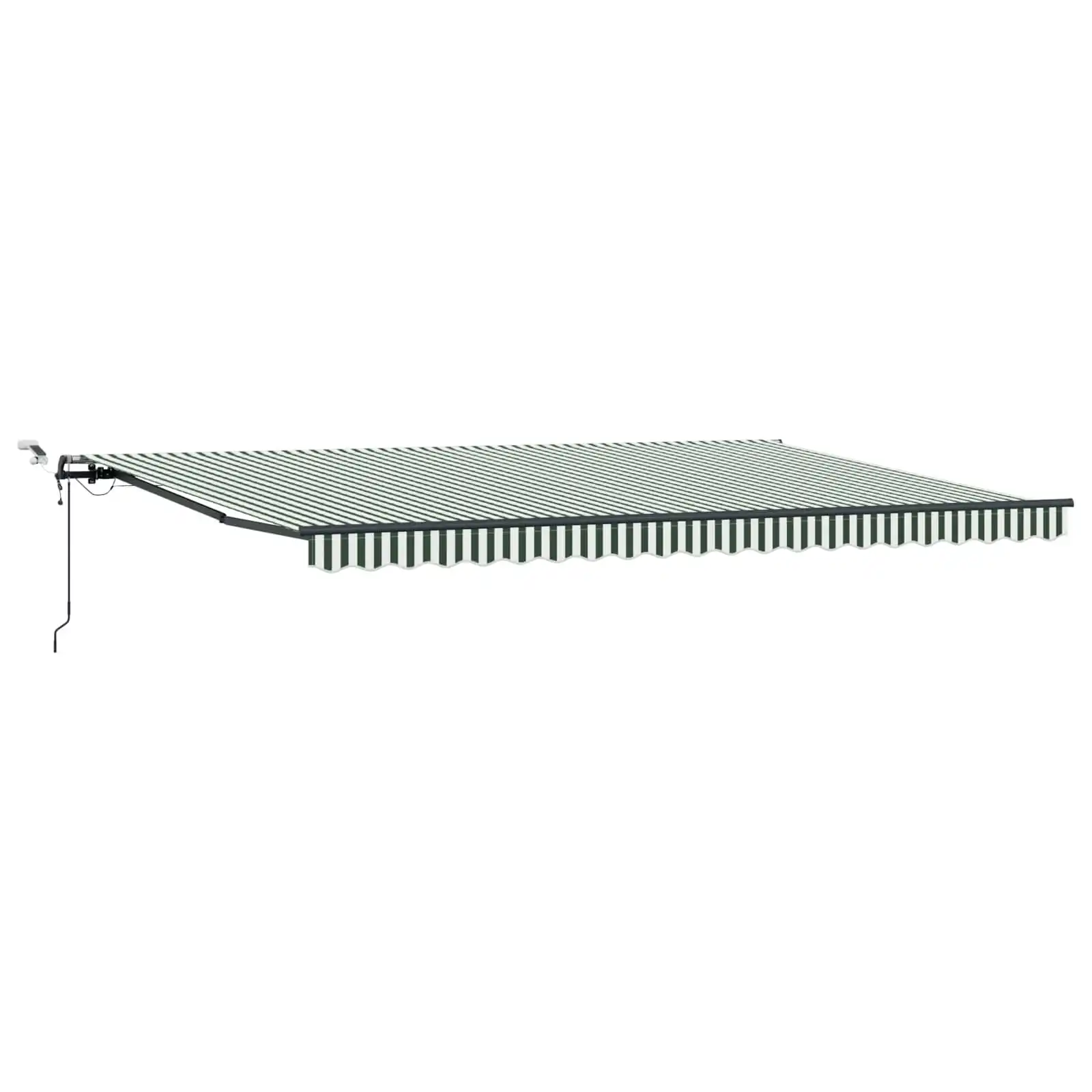 Sissetõmmatav terrassimarkiis LED-valgustusega, rohelise-valge polüestrist, 500 x 300 cm