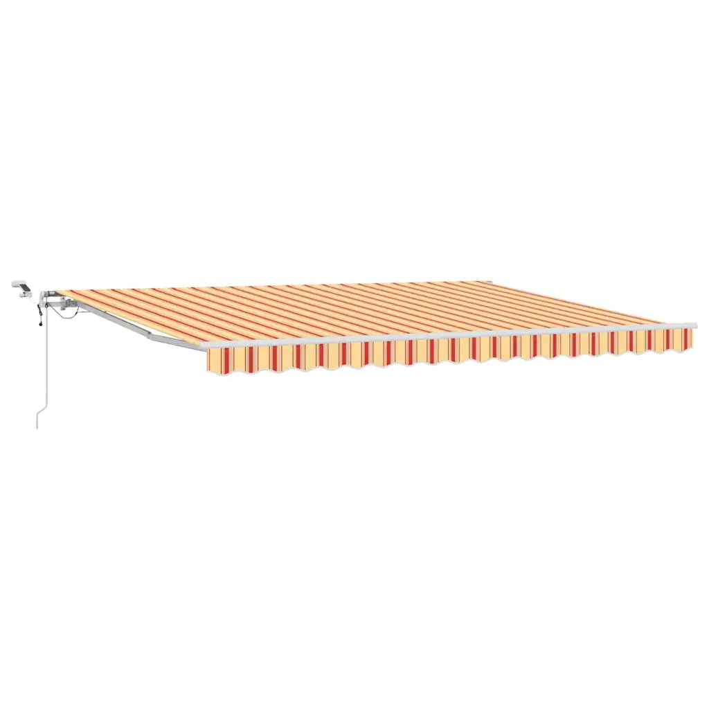 Sissetõmmatav terrassimarkiis LED-valgustusega, kollane ja oranž, polüester, 450 x 300 cm