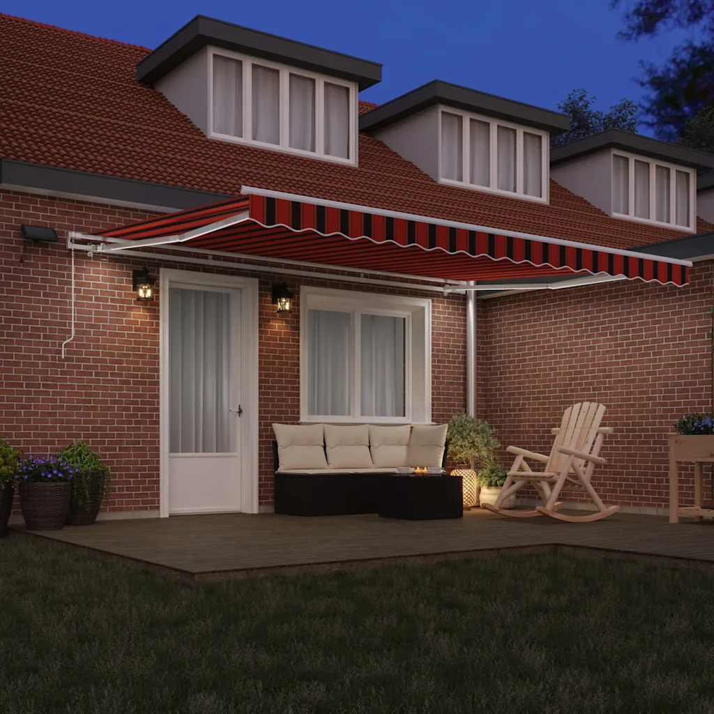 Sissetõmmatav terrassimarkiis LED-valgustusega, oranž-pruun, 450 x 350 cm