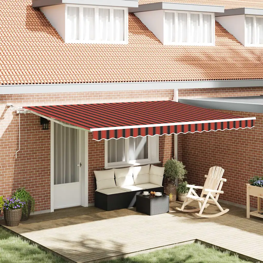 Sissetõmmatav terrassimarkiis LED-valgustusega, oranž-pruun, 450 x 350 cm, polüester