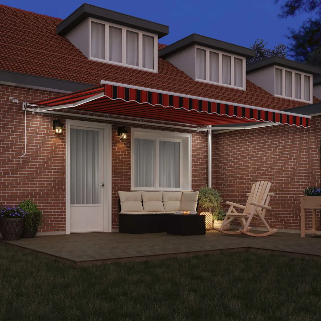 Sissetõmmatav terrassimarkiis LED-valgustusega, oranž-pruun, 450 x 350 cm, polüester