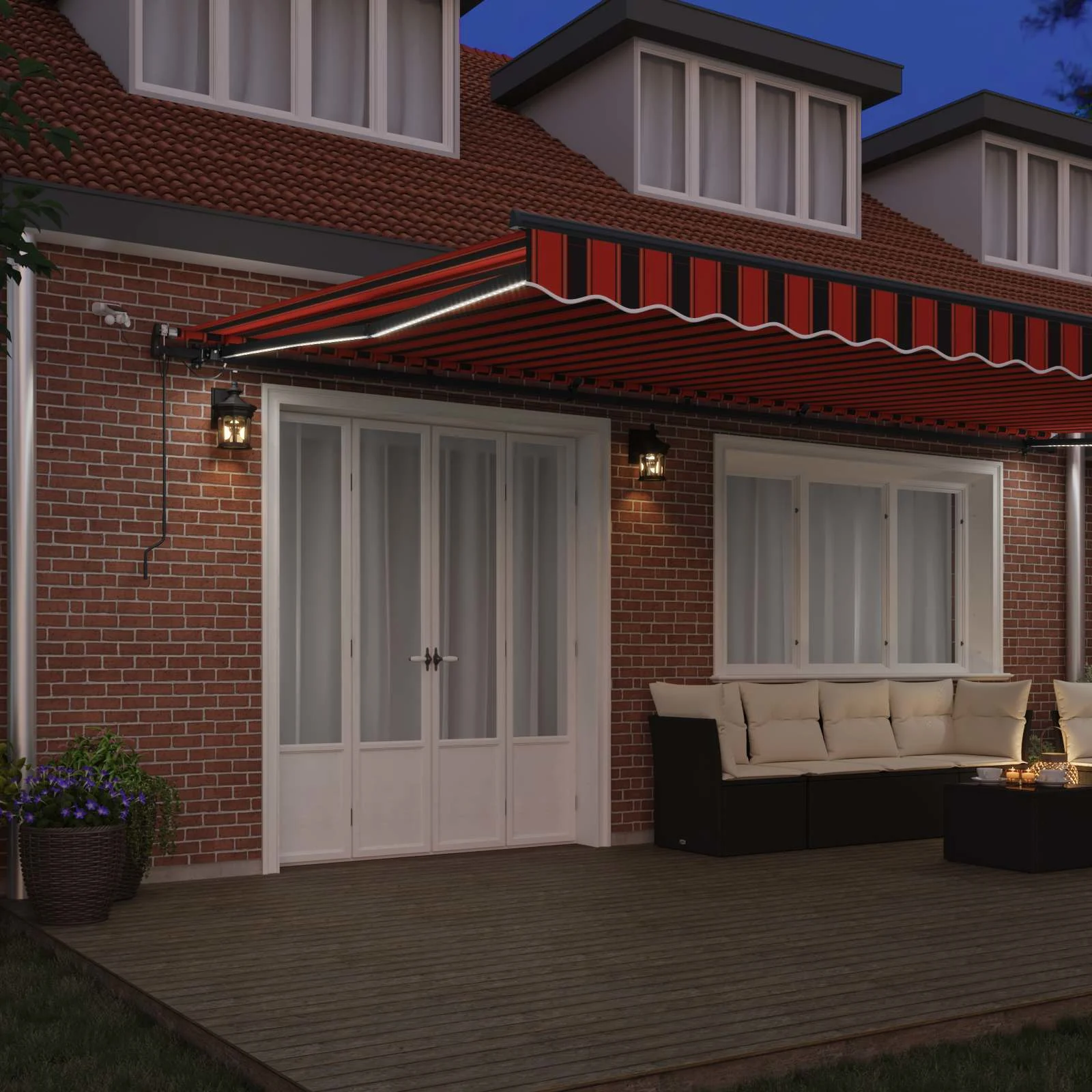 Sissetõmmatav terrassimarkiis LED-valgustuse ja kaugjuhtimisega, oranž ja pruun, 600 x 300 cm