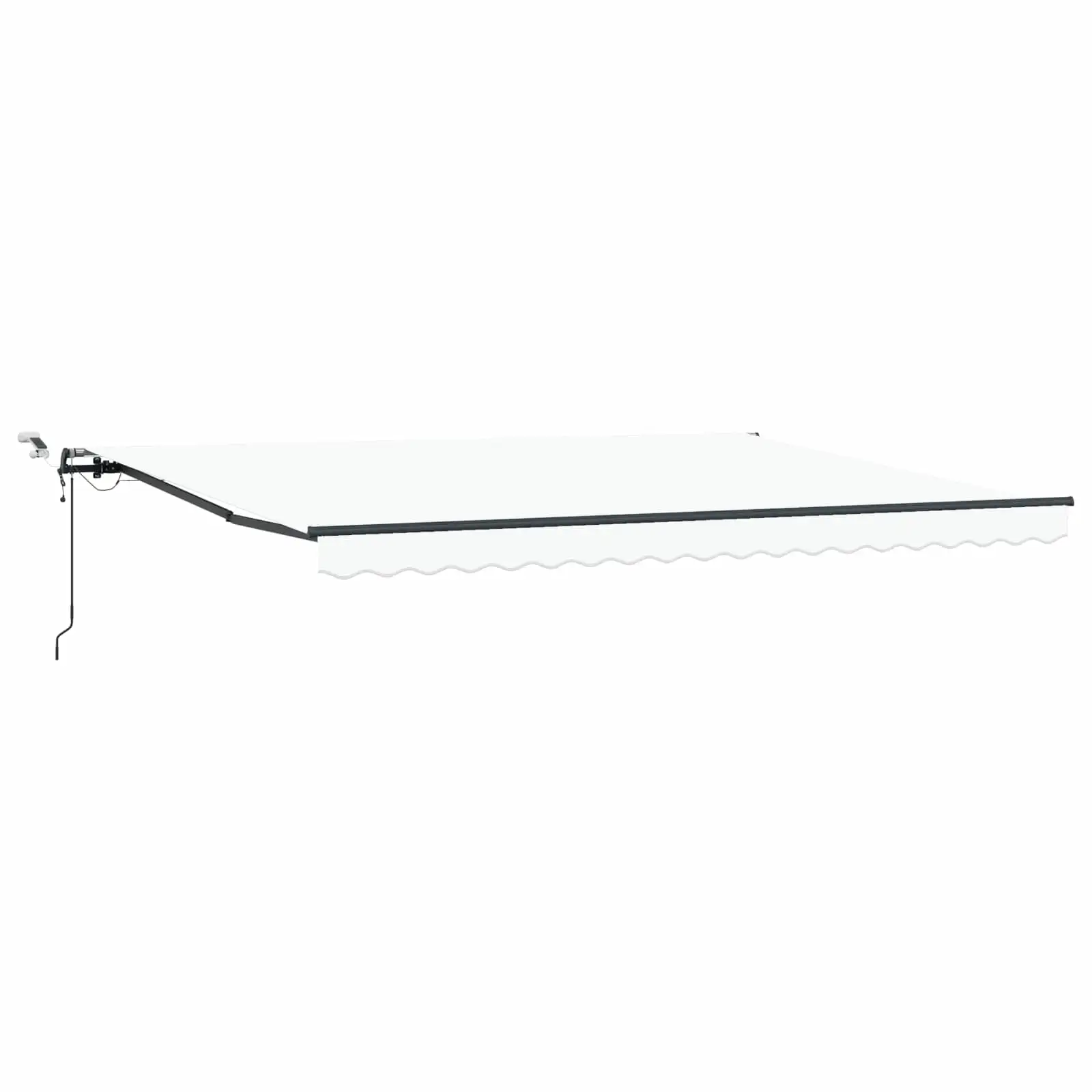 Sissetõmmatav terrassimarkiis LED-valgustusega, valge polüester, 450 x 350 cm