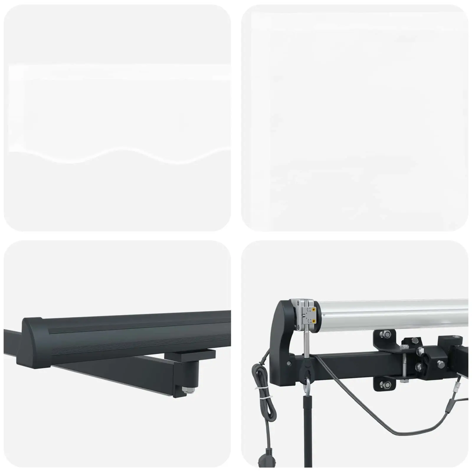 Sissetõmmatav terrassimarkiis LED-valgustusega, valge polüester, 450 x 350 cm