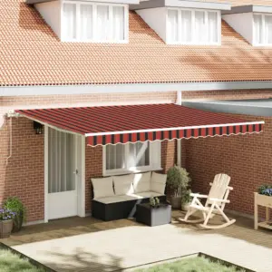 Sissetõmmatav terrassimarkiis kaugjuhtimisega, oranž ja pruun, 450 x 300 cm, kangast ja alumiiniumist