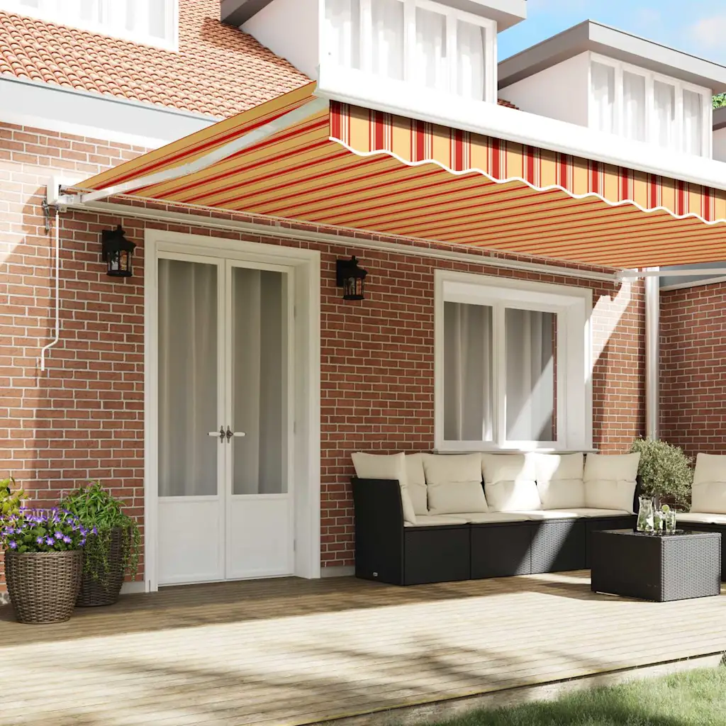 Sissetõmmatav terrassi ja aia varikatus, kollane-oranž, 500 x 300 x 165 cm