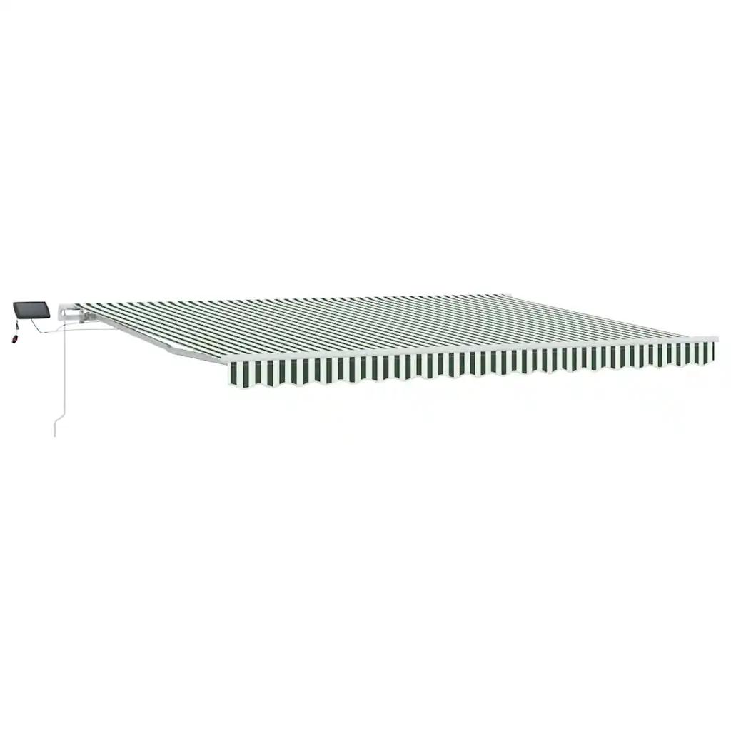 Sissetõmmatav terrassivarikatus LED-valgustusega, roheline-valge, 450 x 300 cm